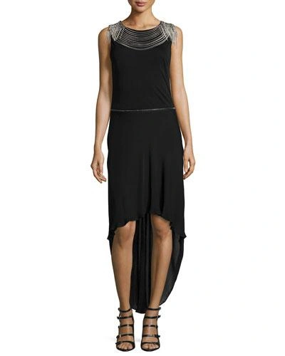 Haute Hippie High-low Gown W/removable Skirt, Black In Black/black