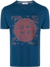 Stone Island Logo Print T In Blue