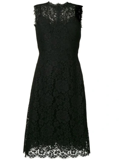 Dolce & Gabbana Sleeveless Cordonetto-lace Illusion Midi Dress In Black