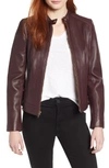 Cole Haan Leather Moto Jacket In Chianti