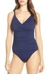 Tommy Bahama Clara Wrap Front One-piece Swimsuit In Mare