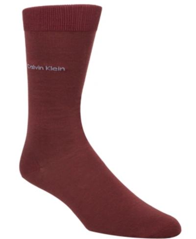 Calvin Klein Men's Socks, Giza Cotton Flat Knit Crew In Brown