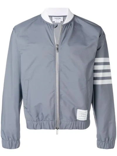 Thom Browne Striped Technical Bomber Jacket In Grey