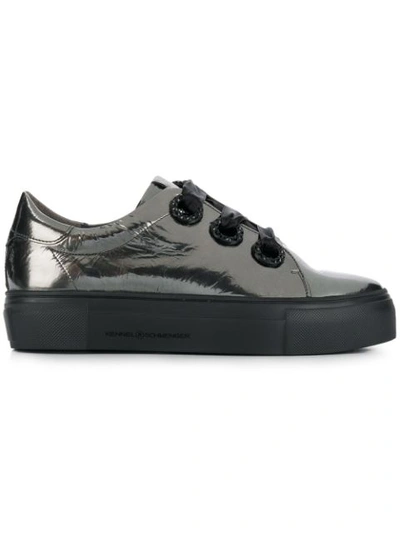 Kennel & Schmenger Metallic Platform Sneakers In Silver