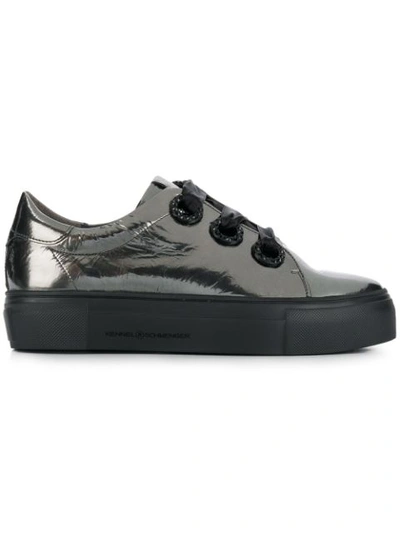 Kennel & Schmenger Metallic Platform Trainers In Silver