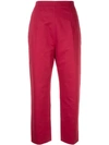 Marni Cropped Tapered Trousers In Red