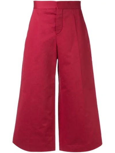 Marni Cropped Wide Leg Trousers In Red