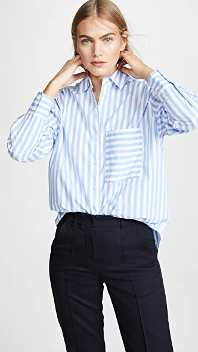 Ayr The Deep End Button Down Shirt In Blue/white