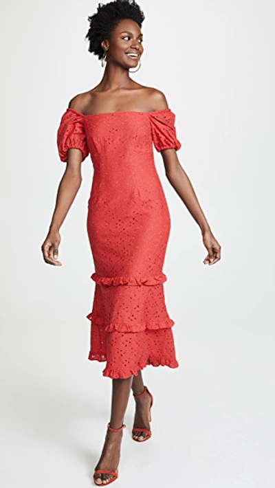 Keepsake Higher Lace Dress In Rouge