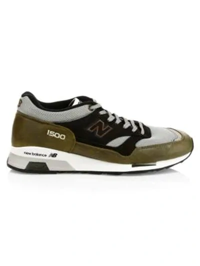 New Balance Men's 1500 Made In Uk Leather Sneakers In Green Black