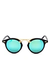 Krewe Women's St. Louis 24k Mirrored Round Sunglasses, 46mm In Matte Black/blue Mirror