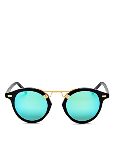 Krewe Women's St. Louis 24k Mirrored Round Sunglasses, 46mm In Matte Black/blue Mirror