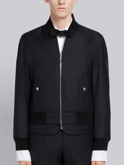 Thom Browne 4-bar Sateen Stripe Blouson Jacket In Black