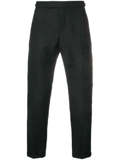 Thom Browne Sateen 4-bar Silk Tipping Trouser In Black