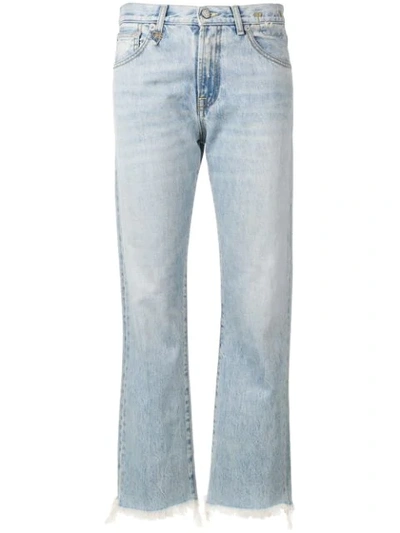 R13 Frayed Hem Jeans In Blue