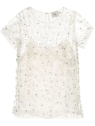 Aje Embellished Sheer Blouse In White