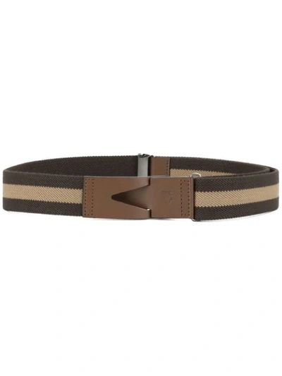 Tod's Greca Striped Belt In Brown