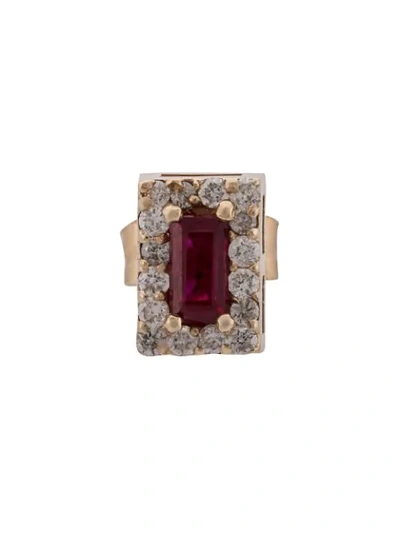 Alison Lou 14kt Yellow Gold, Ruby And Diamond Stud Earring In 金色