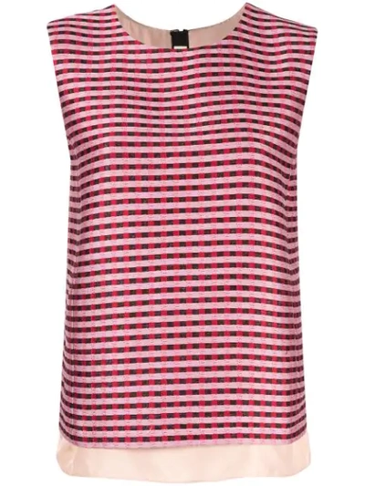 Marni Check Stripe T-shirt In Red