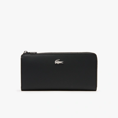Lacoste Women's Daily Classic Coated Piqué Canvas 10 Card Zip Wallet - One Size In Black