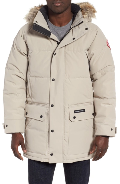 Canada Goose Emory Slim Fit Genuine Coyote Fur Trim Parka In Limestone