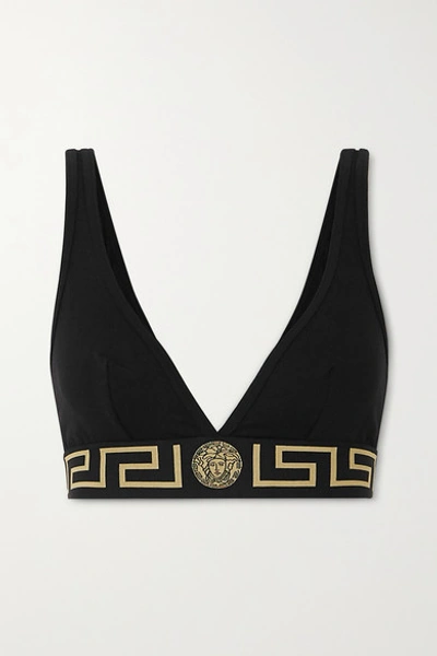 Versace Stretch-cotton Jersey Soft-cup Bra In Black