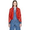 Acne Studios Mock Core Leather Moto Jacket In Red