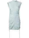 Alexander Wang T High-neck Ruched Jersey Dress With Ties In Blue