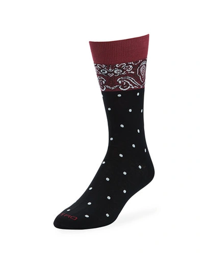 Etro Men's Dotted Cotton Socks In Black