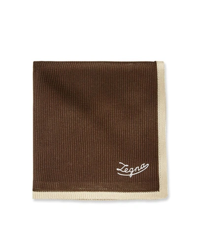 Ermenegildo Zegna Men's Silk Tipping Pocket Square In Brown