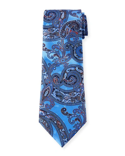 Ermenegildo Zegna Large-scale Paisley Tie, Light Blue