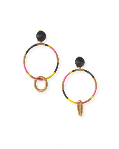 Oscar De La Renta Cord-wrapped Hoop-drop Earrings In Black/white