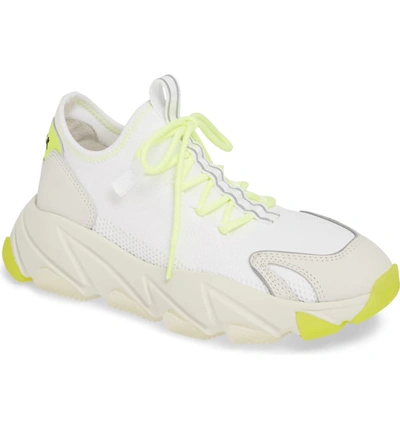 Ash Excape Sneaker In White/ Silver/ Yellow Fabric