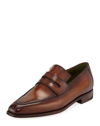 Berluti Men's Andy Leather Penny Loafers In Brown