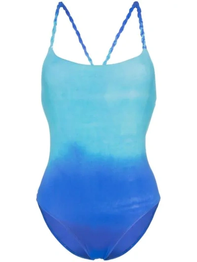 Paper London Strappy Ombré One-piece Swimsuit In Blue