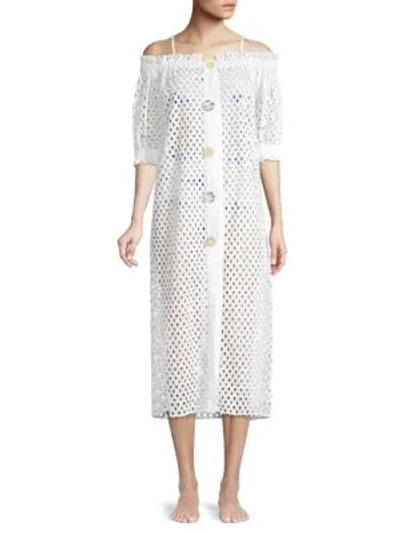 Paper London Esther Cotton Eyelet Coverup Dress In White