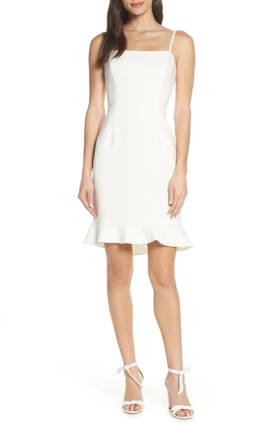 French Connection Whisper Ruffle-hem Sheath Dress In Summer White