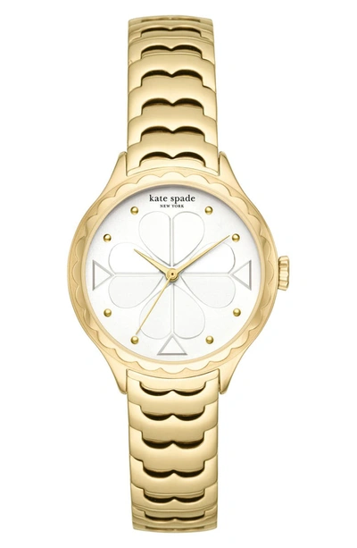 Kate Spade Rosebank Gold-tone Stainless Steel Bracelet Watch In Gold/ White/ Gold