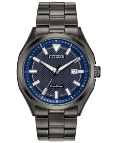 Citizen Drive From  Eco-drive Men's Wdr Black Stainless Steel Bracelet Watch 41mm In Blue / Gray