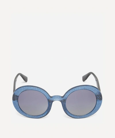 Miu Miu Chunky Round Sunglasses In Transparent Divisa Glitter