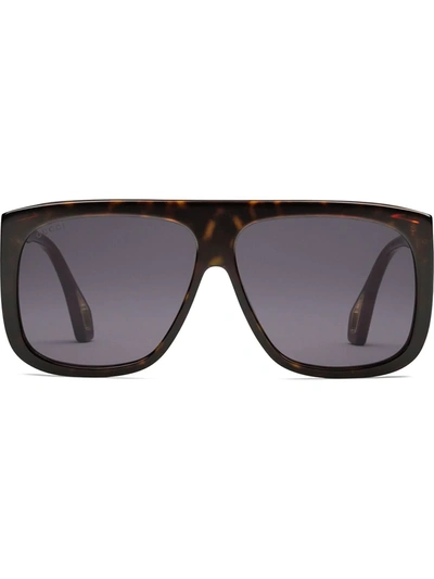 Gucci Square-frame Sunglasses With Blinkers In Brown