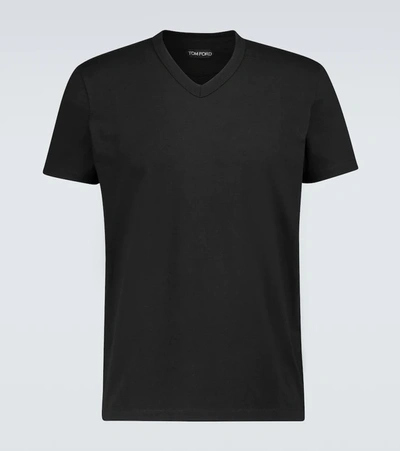 Tom Ford Men's Short-sleeve V-neck T-shirt, Black