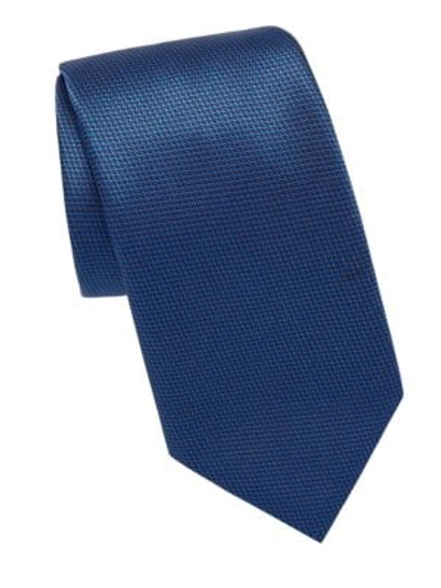 Brioni Micro Houndstooth Silk Tie In Blue