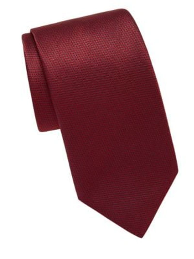 Brioni Micro Houndstooth Silk Tie In Deep Red