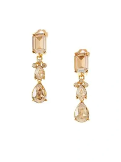 Oscar De La Renta Swarovski Crystal Classic Small Drop Clip-on Earrings In Gold