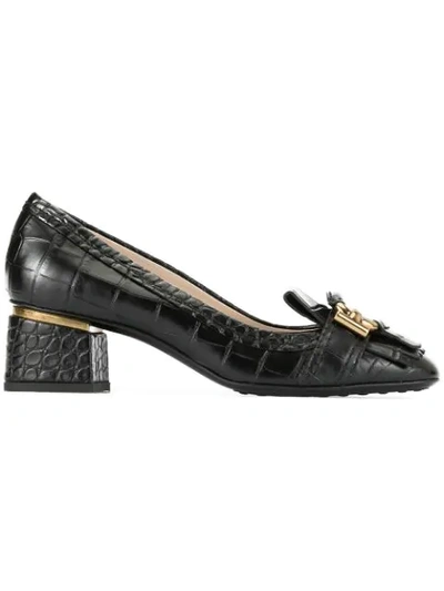 Tod's Fringed Trim Pumps In Black