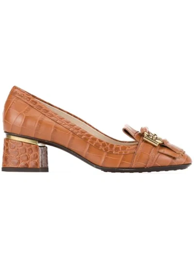 Tod's Fringed Trim Pumps In Brown