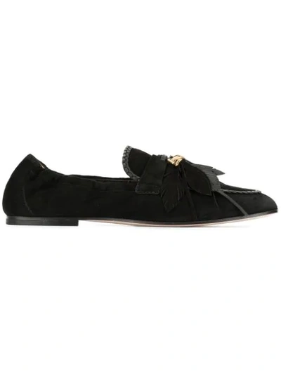 Tod's Feather Appliqué Loafers In Black