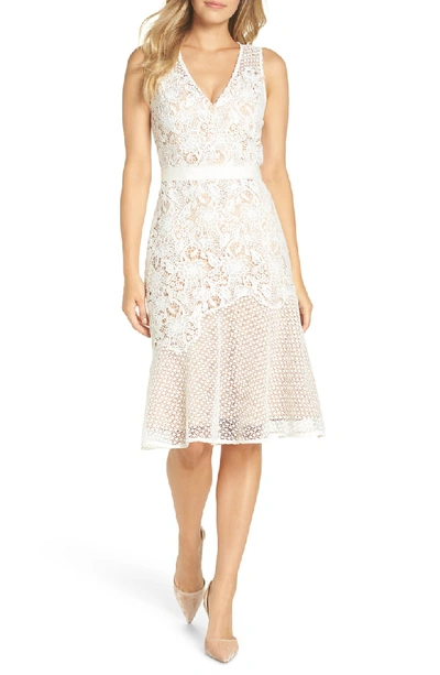 Adelyn Rae Lily Mixed Lace Dress In Off White