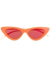 Le Specs + Adam Selman The Last Lolita Cat-eye Neon Acetate Mirrored Sunglasses In Neon Orange